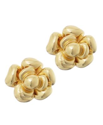 Gold Camellia Stud Earrings