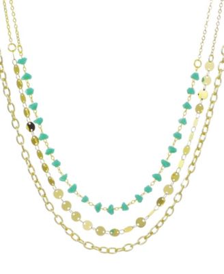 Gold 3-Layer Toggle, Confetti and Turquoise Necklace