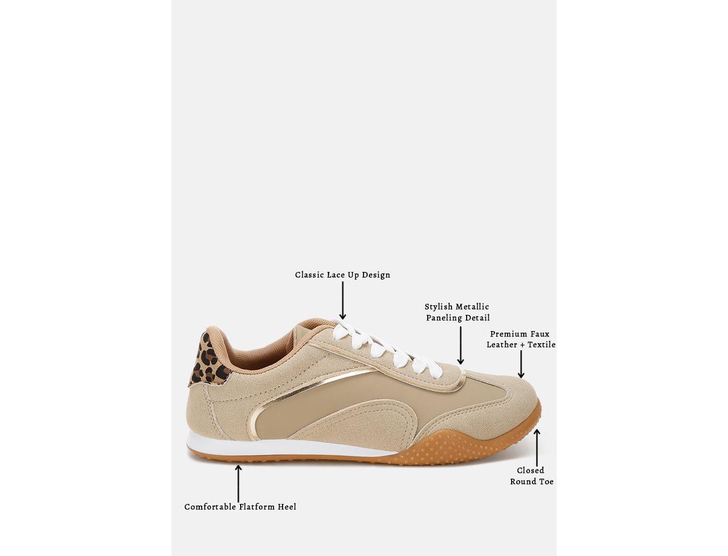 Женские кроссовки London Rag Zuccia Comfortable Lace-Up, цвет: Бежевая искусственная кожа — фото 6