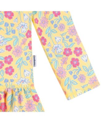 Toddler Girls Rashguard Suit, Floral, 5T