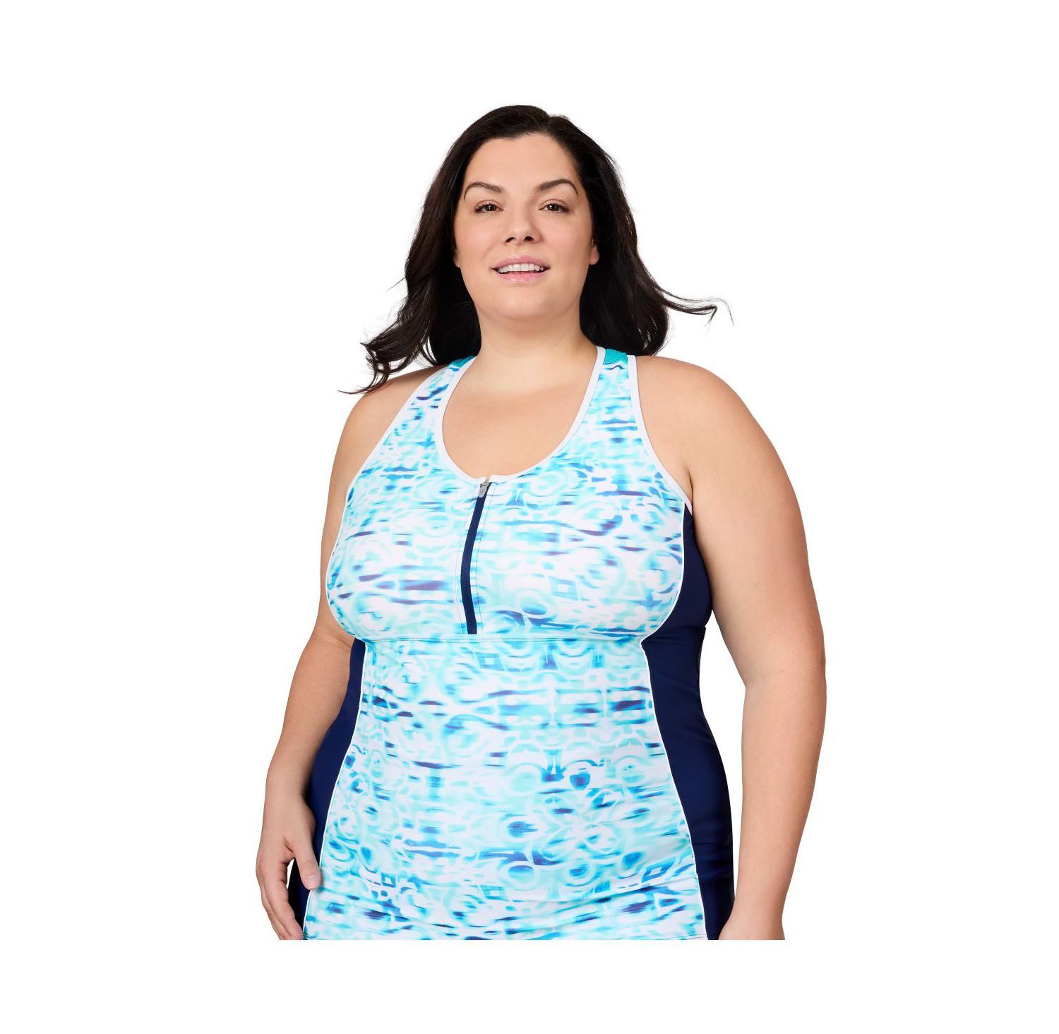 Plus Size Mesh Racerback Tankini Top