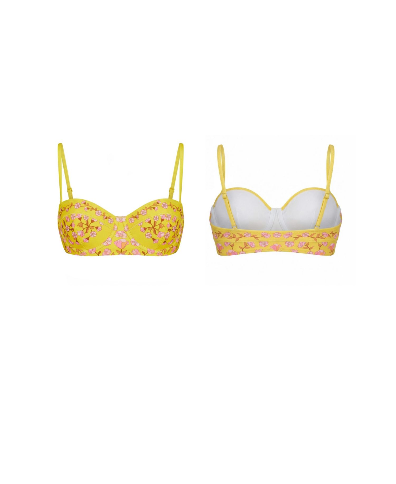 Women's Yellow Bloom Underwire Bikini Top