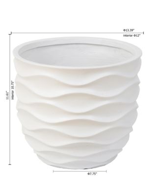13.4-Inch Round Waves MgO Planter