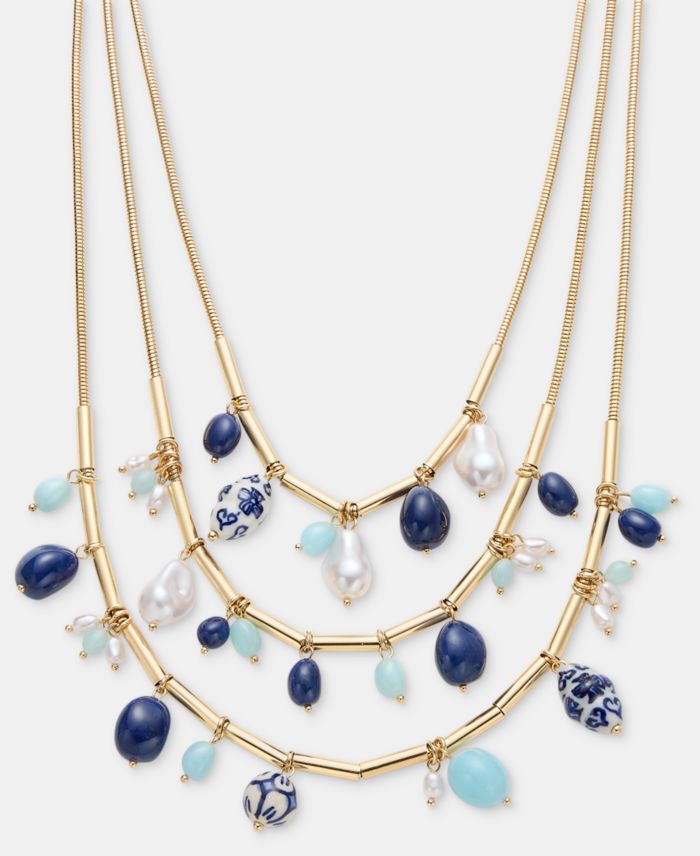 Style & Co Gold-Tone Beaded Three-Layer Necklace