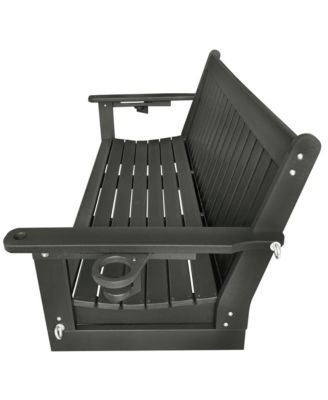 3-Seater HDPE Porch Swing 5 FT Bench Swing with Foldable Cup Holders