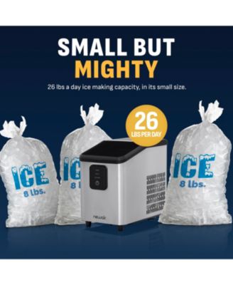 26 lbs. Mini Ice Maker Countertop, Portable Ice Machine in Stainless Steel