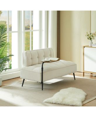 2-Seater Loveseat Sofa - 54" Velvet Upholstered Couch with Rotating Side Table and Memory Foam for Home, Bedroom