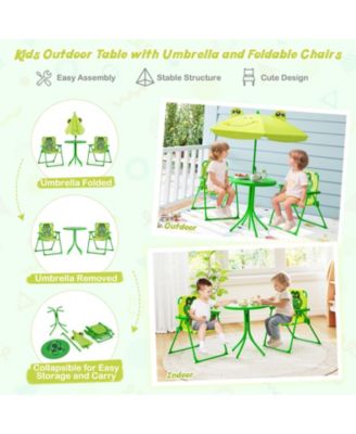 4 Piece Kids Picnic Set with Folding Chairs and Umbrella