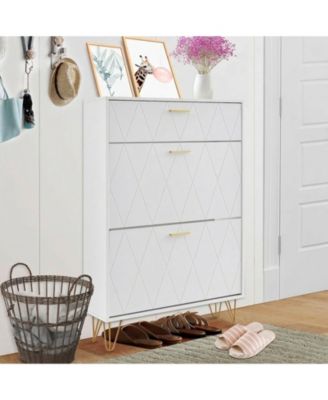 Shoe Cabinet with 3 Flip Drawers, Entryway Shoe Storage Organizer for Living Room