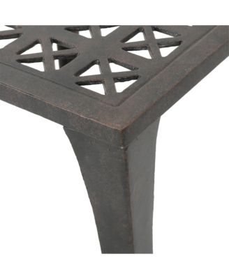 18" Cast Aluminum Side Table Square Outdoor Accent End Table