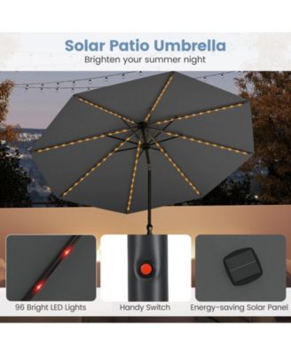Solar Patio Umbrella with Flowing LED Lights and Tilt