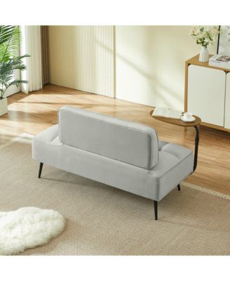 Loveseat Sofa - 54" Velvet Upholstered 2-Seater Couch with Rotating Side Table and Memory Foam for Living Room, Bedroom