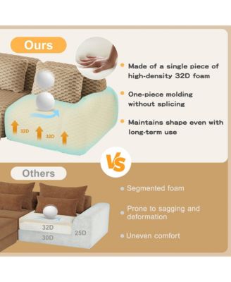  Modern Modular Sectional Sofa, Flannelette Fabric Couch, Oversized 2-Seater Couch with Deep Seat and Anti-slip Design for Living Room