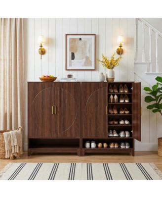 6-Tier Wooden Shoe Cabinet with Doors, Freestanding Shoe Storage Organizer with Adjustable Shelves, Holds Up to 24 Pairs