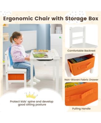 Flip-Top Kids Activity Table and Chair Set with Hidden Storage