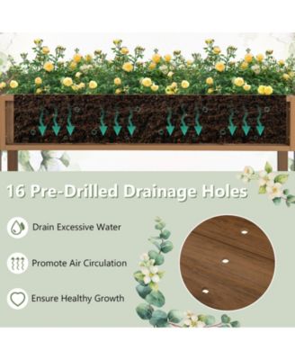 Poly Wood Elevated Planter Box with Legs Shelf and Drainage