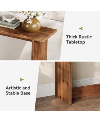 Solid Wood Media Console, 63" Rustic Distressed Walnut Entryway Table, Farmhouse Sofa Table for Living Room, Hallway, Foyer