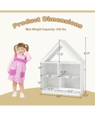 House-Shaped 3-Tier Toy Organizer with Open Storage Shelves