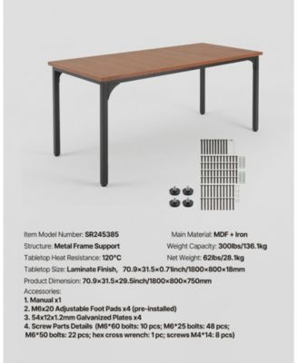 71in Rectangle Wood Farmhouse Dining Table for 6-8 People