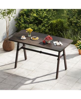 Outdoor Dining Table for Six with Umbrella Hole for Garden Use
