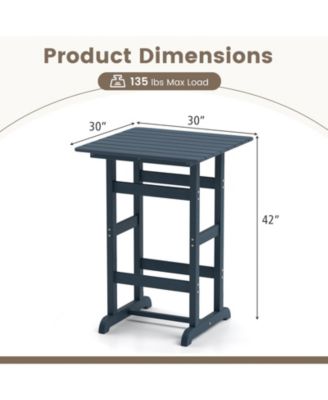 30-Inch Square Bar Table with Slatted Top for Patio or Poolside Dining
