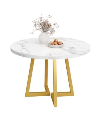 Round Dining Table for 2, 31.5" Industrial Kitchen Table with Metal Base, Small Table for Dining Room