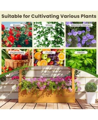 70 in Wooden Raised Garden Bed with Lattice Trellis