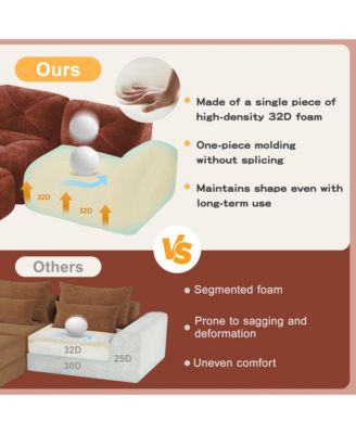 80" Velvet Modular Loveseat Sofa, 2-Seater Tufted Couch with 32D High-Density Sponge and Anti-Slip Bottom for Living Room