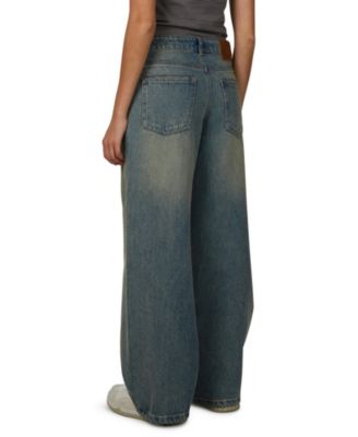 Women's Baggy Vintage Wash Seam Denim Jeans