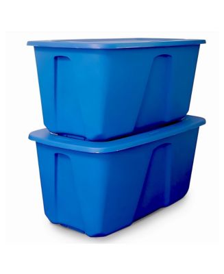 Homz 32 Gallon Standard Plastic Storage Container with Secure Lid, 2 ...