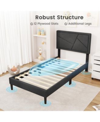 Twin Size Upholstered Platform Bed Frame with High Headboard