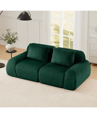 Oversized 2-Seat Modular Sectional Sofa, 82 Inch Flannelette Fabric Couch with Deep Seating for Home Living Room