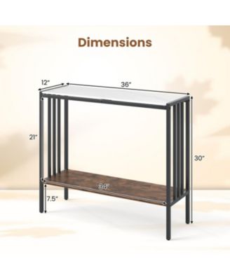 36 in Industrial Console Table with Sintered Stone Top and Metal Frame