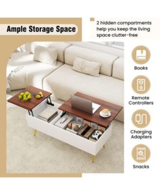 47 in Split Lift-Top Coffee Table with Hidden Compartments