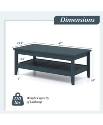 47 in Farmhouse 2-Tier Cocktail Coffee Table with Thickened Top