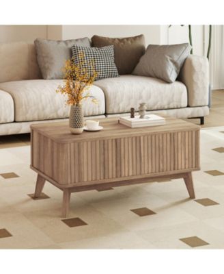 35.5 in Fluted Lift-Top Coffee Table with Hidden Storage