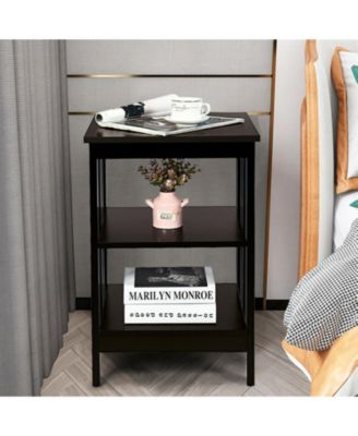 16 in 3-Tier Nightstand Side Table with Baffles and Round Corners