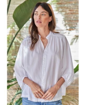Women's Ocean+Main Cotton Poplin Peasant Top