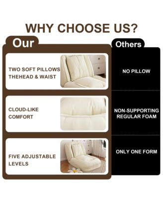 Corduroy Upholstered Folding Lazy Sleeper Sofa, 5-Level Adjustable Reclining Lounge Chair, Soft Accent Chair for Bedroom, Living Room