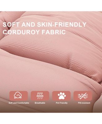 5-Position Adjustable Foldable Lazy Sofa Bed, Space-Saving Corduroy Upholstered Lounge Recliner, Multi-Scene Sleeper Chair for Living Room