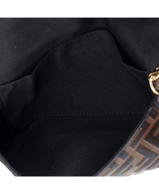 F is Fendi Envelope Clutch on Chain Zucca Embossed Leather