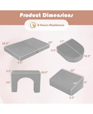 8 Piece Modular Kids Play Couch with Soft Fabric Upholstery