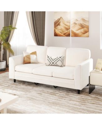 Upholstered Three Seat Sofa with Plush Back Cushions