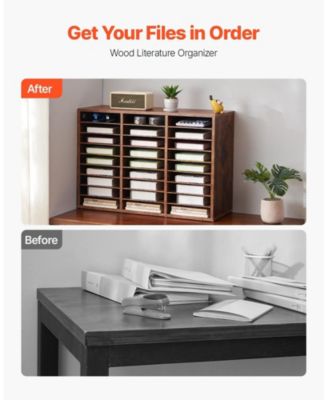 Literature Organizer, 27 Compartments, Wood Mailbox Sorter for File Storage