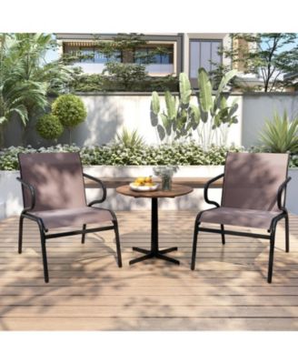 Modern Outdoor Patio Chairs Set of 2 with Breathable Fabric and Metal Frame