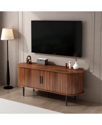 47 Inches Modern TV Stand with Sliding Door and Storage Compartment