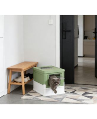 Zeus and Ruta Enclosed Cat Litter Box with Front Entry Odor Control Easy Clean Design Large Capacity