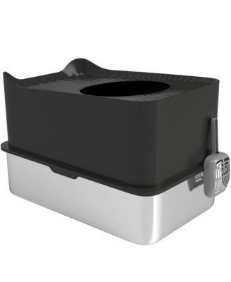 Zeus and Ruta Cat Litter Box with Scoop, Top-Entry Design, Non-Slip Pads, Odor Control, Easy Cleanup, Jumbo Capacity