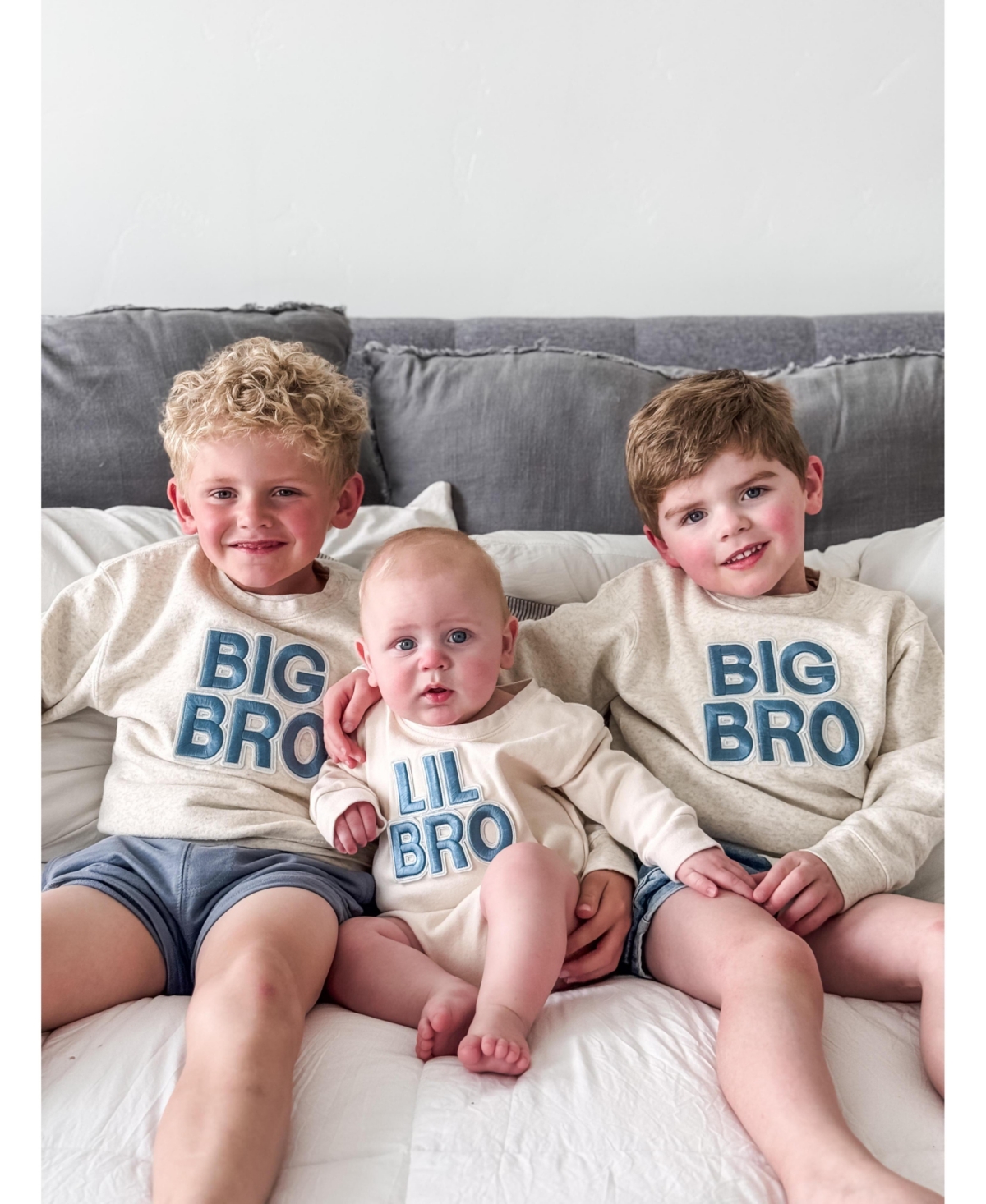 Sweet Wink Baby Boys Lil Bro Embroidered Patch Long Sleeve Romper