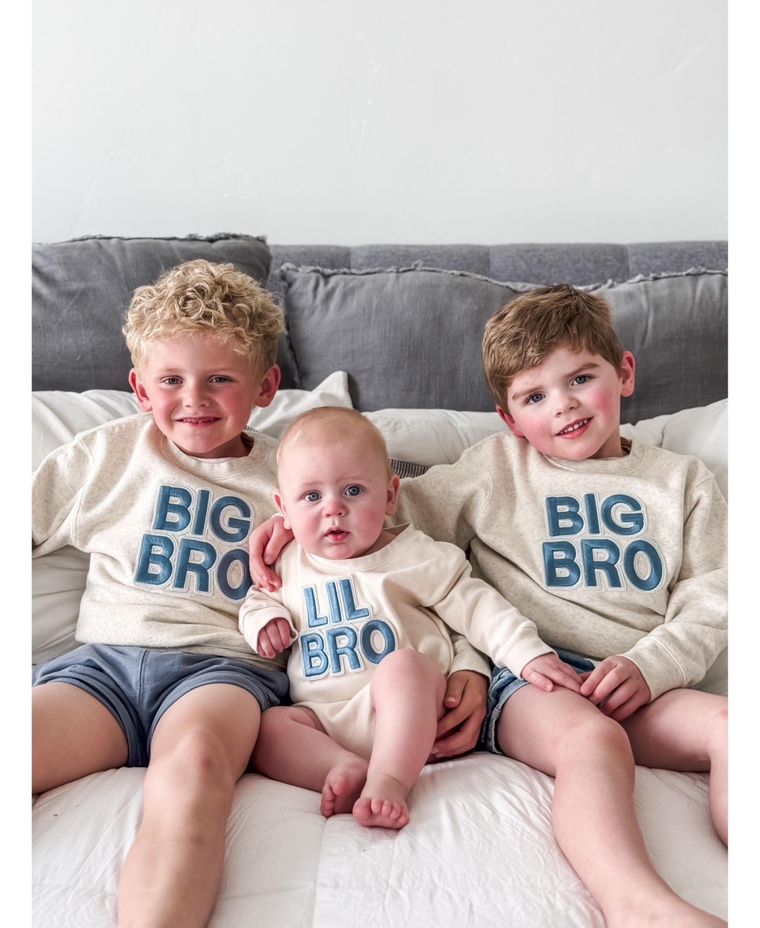 Baby Boys Lil Bro Embroidered Patch Long Sleeve Romper